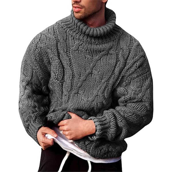 xoxingysm Mens Turtleneck Sweaters Winter Thick Ribbed Knit Loose